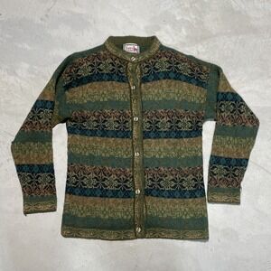 The Alpaca Connection Sweater Women's SZ M Multicolor Alpaca Cardigan Peru *READ